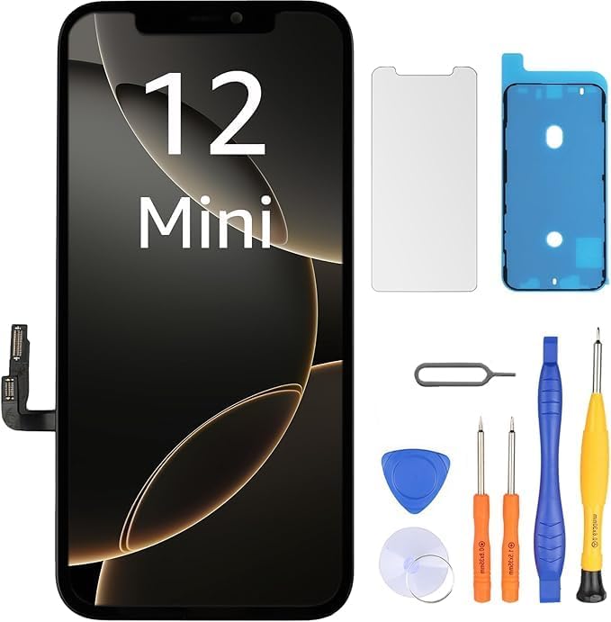 LL TRADER Screen Replacement for iPhone 12 Mini LCD Retina 5.4'' FHD Display COF Touch Screen Digitiser with Repair Tool Kits, Waterproof Tape, Screen Protector 2025 New for USA - Image 1